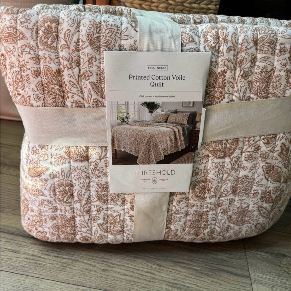 Threshold Cream and Brown Quilted Bedding Set